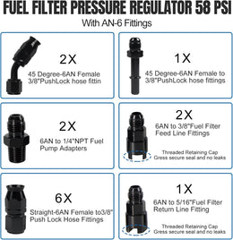 GOAT Engines LS Swap 6AN Fuel Line Kit with 58 PSI Regulator